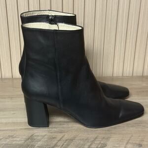 LEATHER Amalfi by Rangoni Firenze Block Heel Bootie Black Women’s Size 10.5 N